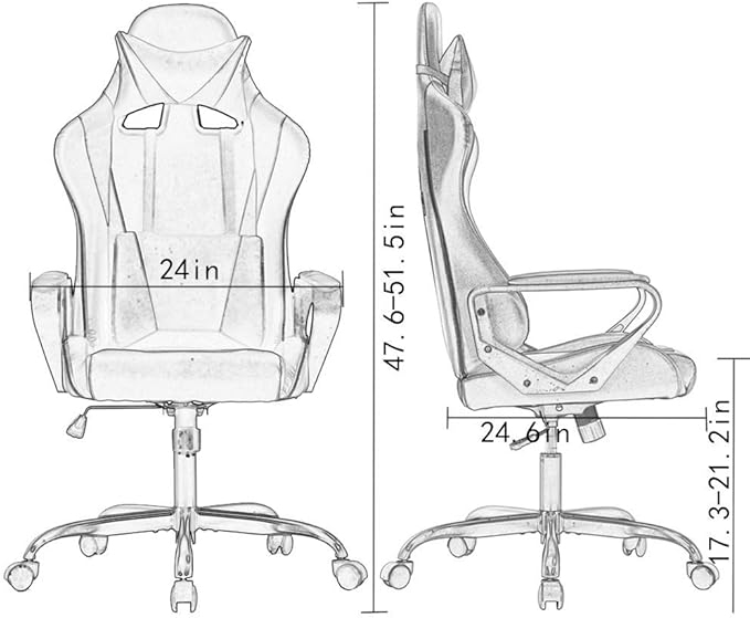 Pink Gaming Chair for Adults - High Back Ergonomic Office &amp PC Gaming Chair with Wheels Reclining &amp Adjustable Headrest &amp Lumbar Support