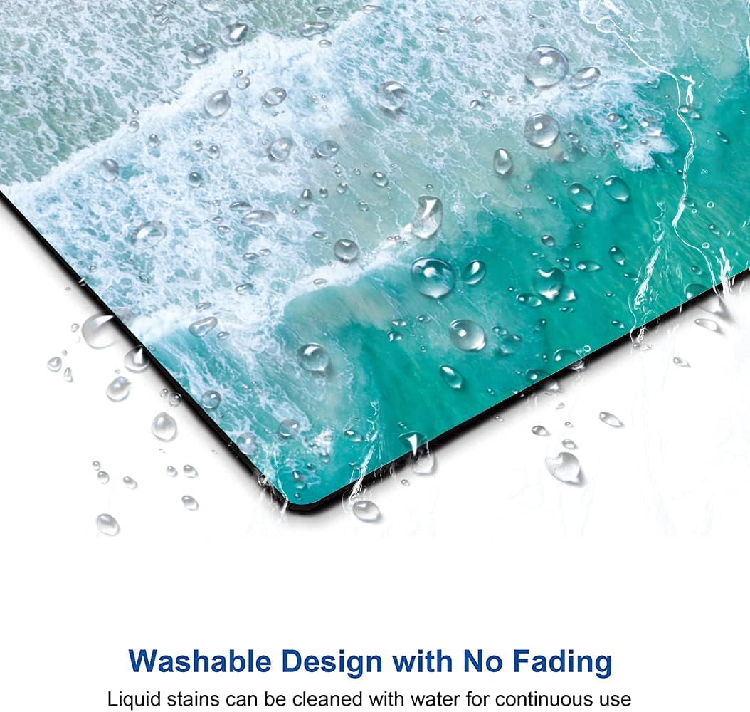 Beach Mouse Pad Custom Design, Square Waterproof Non-Slip Rubber Base Mouse Pad for Office Laptop, 9.5"x7.9"x0.12" Inch (Sea Waves)