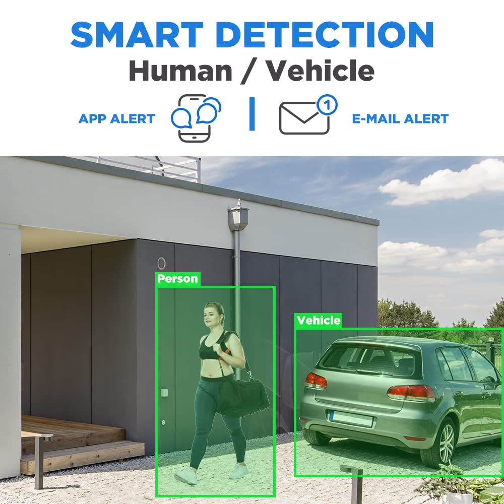 GW Security 16 Channel 12MP NVR UltraHD 4K Smart AI Human/Cars Detection PoE Security Camera System with 8 x 8MP Waterproof Microphone 135° Wide Angle