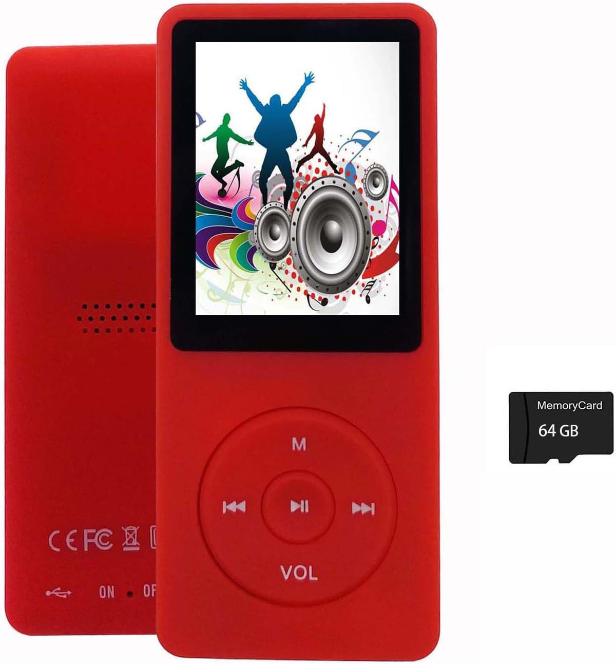 imkavery 64GB MP3 Player with Speaker Earphones Portable Music Player for Kids Support Voice Recorder Photo Video