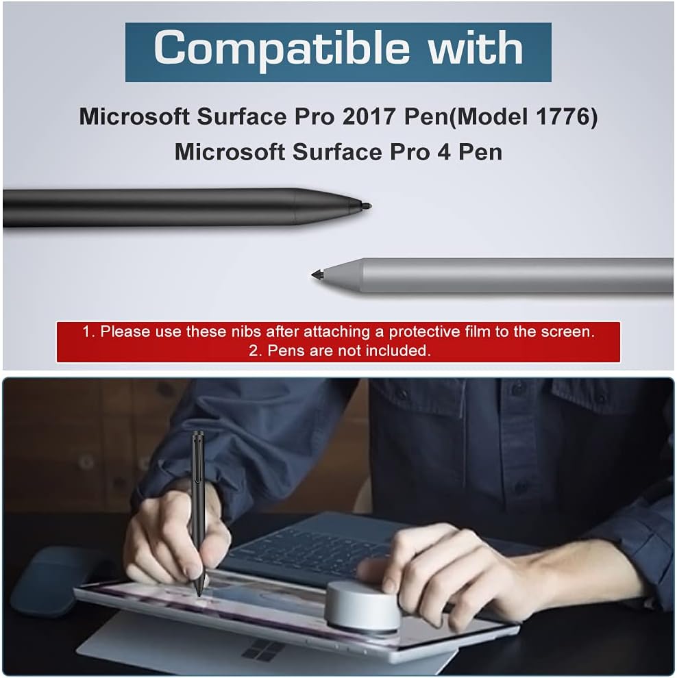 Moko Pen Tips for Surface Pen (3 Packs, HB/2H/H Type), Surface Pen Tip Replacement Kit Compatible with Surface Pro 2017 Pen (Model 1776)/Surface Pro 4 Pen, Original Pen Nibs Refill for Stylus Pen