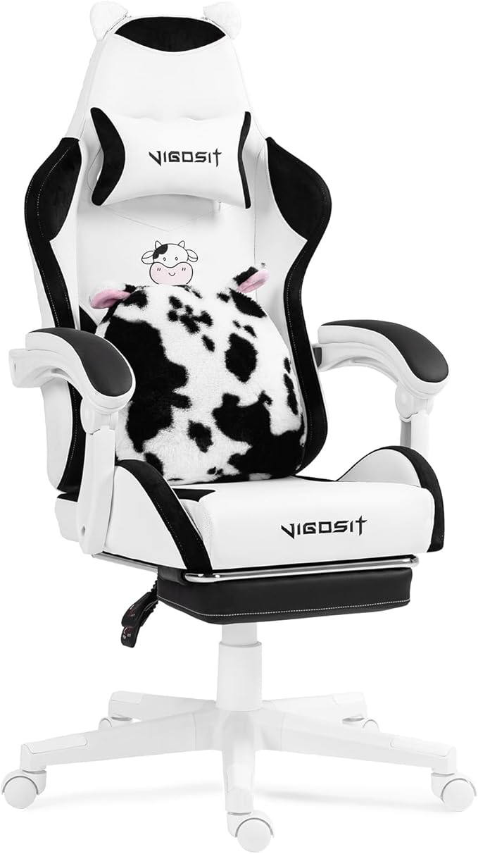 Gaming Chairs for Girls Ergonomic Cute Cat Gaming Chair with Paw Lumbar Cushion High Back Computer Desk Chair Height Adjustable Swivel Video Game Chair Gifts Suitable for Girls and Ladies