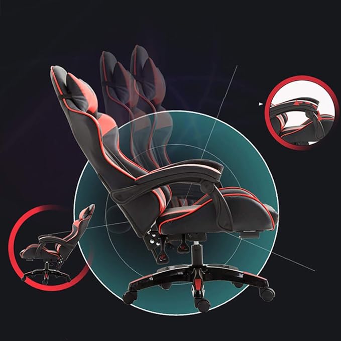Gaming Chair with Footrest Swivel Chair with Ottoman Headrest and Lumbar Support E-Sports Swivel ChairWhite