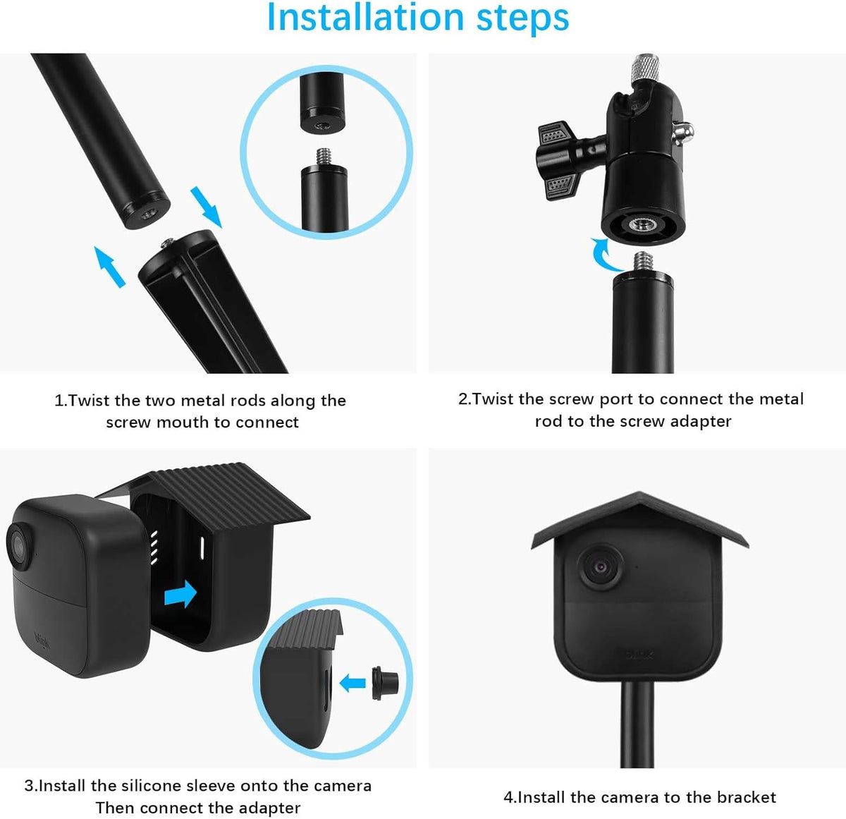 HOLACA 4 2K+ (2025 Camera Ground Stake Mount and Weatherproof Silicone Skin for Blink Outdoor Security Camera/Blink