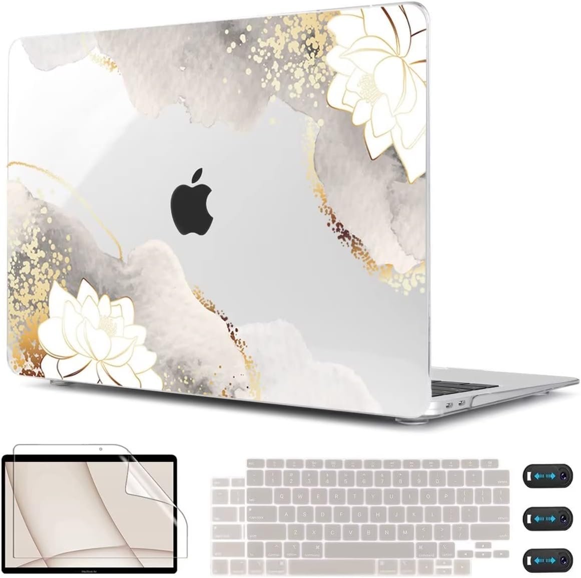 CISSOOK Compatible with MacBook Air 13 inch Case 2021 2020 2019 2018 2022 Release Model: M1 A2337 A2179 A1932, Floral Hard Shell Case Cover for MacBook Air 13 inch with Retina Display and Touch ID