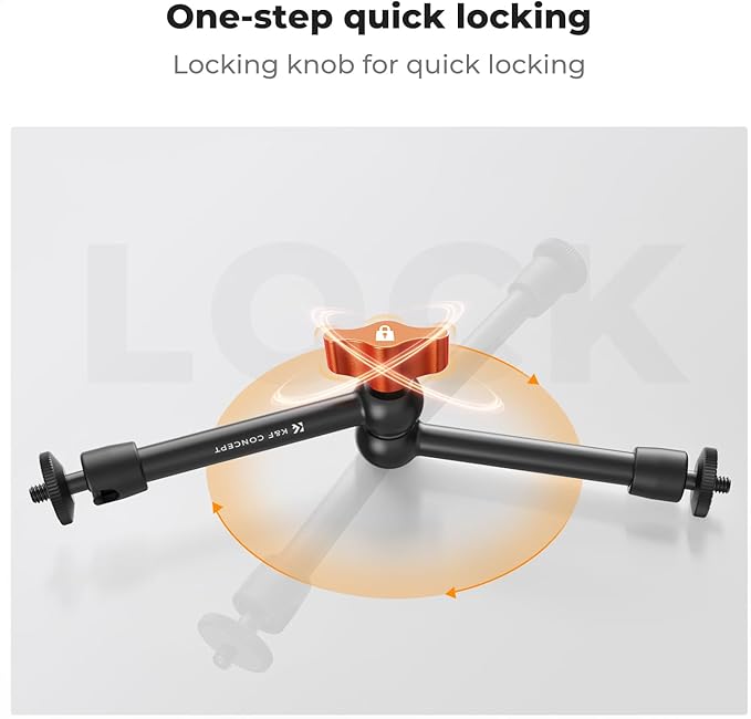 K&F CONCEPT 9.8" Magic Arm, 1/4" Screw Camera Mount Arm 360° Ball Heads