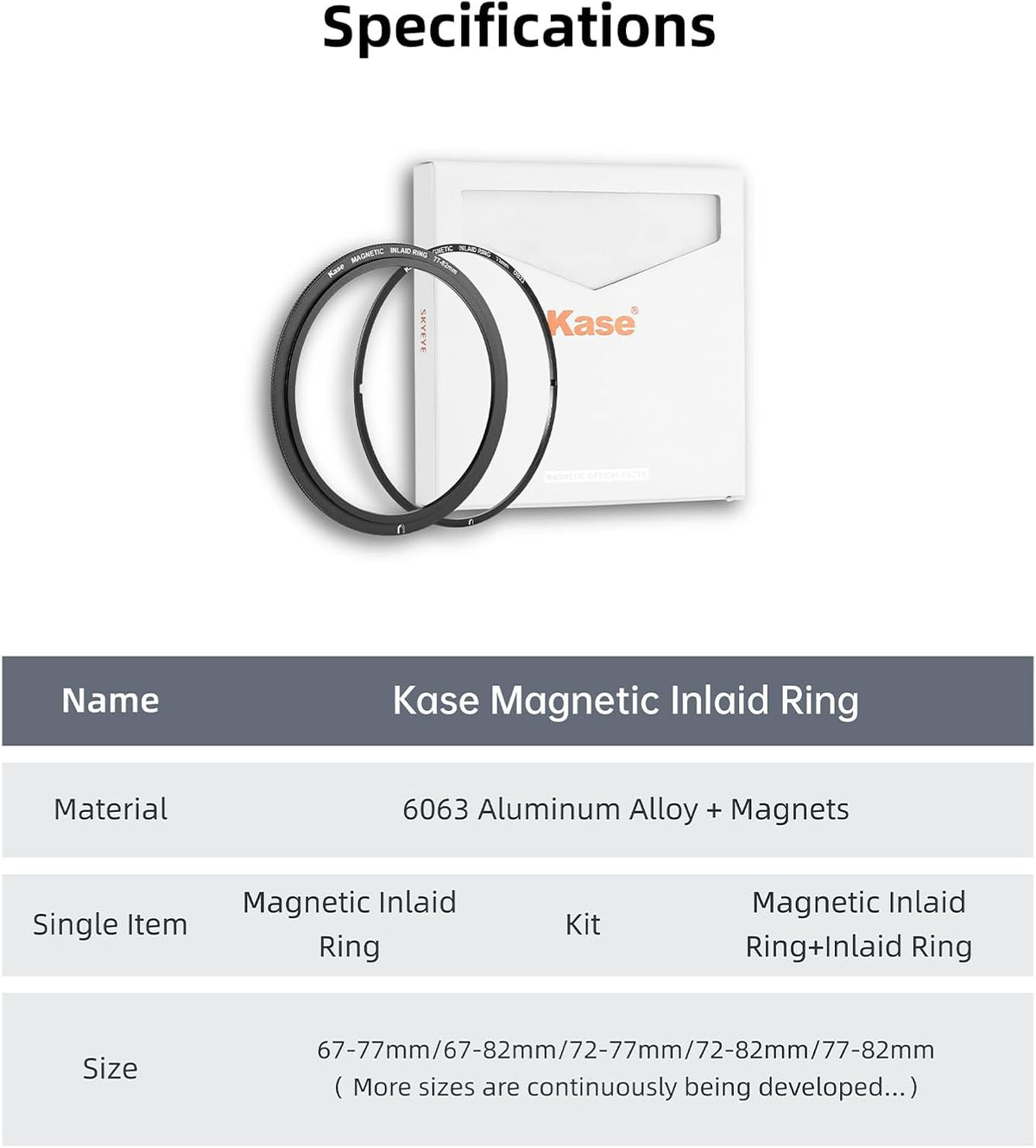 58mm 3.4mm Kase Magnetic Screw in Adapter Ring Kit, Brass Magnetic to Threaded Filter Adapter Rings for Camera Lenses