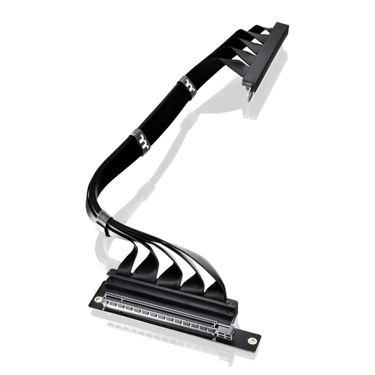 Thermaltake PCIe 4.0 Dual 90Degree Connectors Riser Cable; 16Gbps High-Speed Transmission; 400mm; EMI Shielding; AC-077-CO1OTN-C