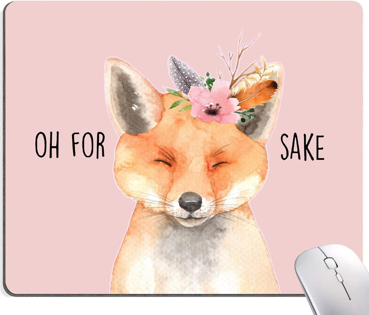 Mouse Pad, Cute Fox Mouse Pad for Women, Washable Square Cloth Mousepad for Office Laptop, Non-Slip Rubber Base Computer Mouse Pads for Wireless Mouse, Kawaii Mouse Pads for Desk