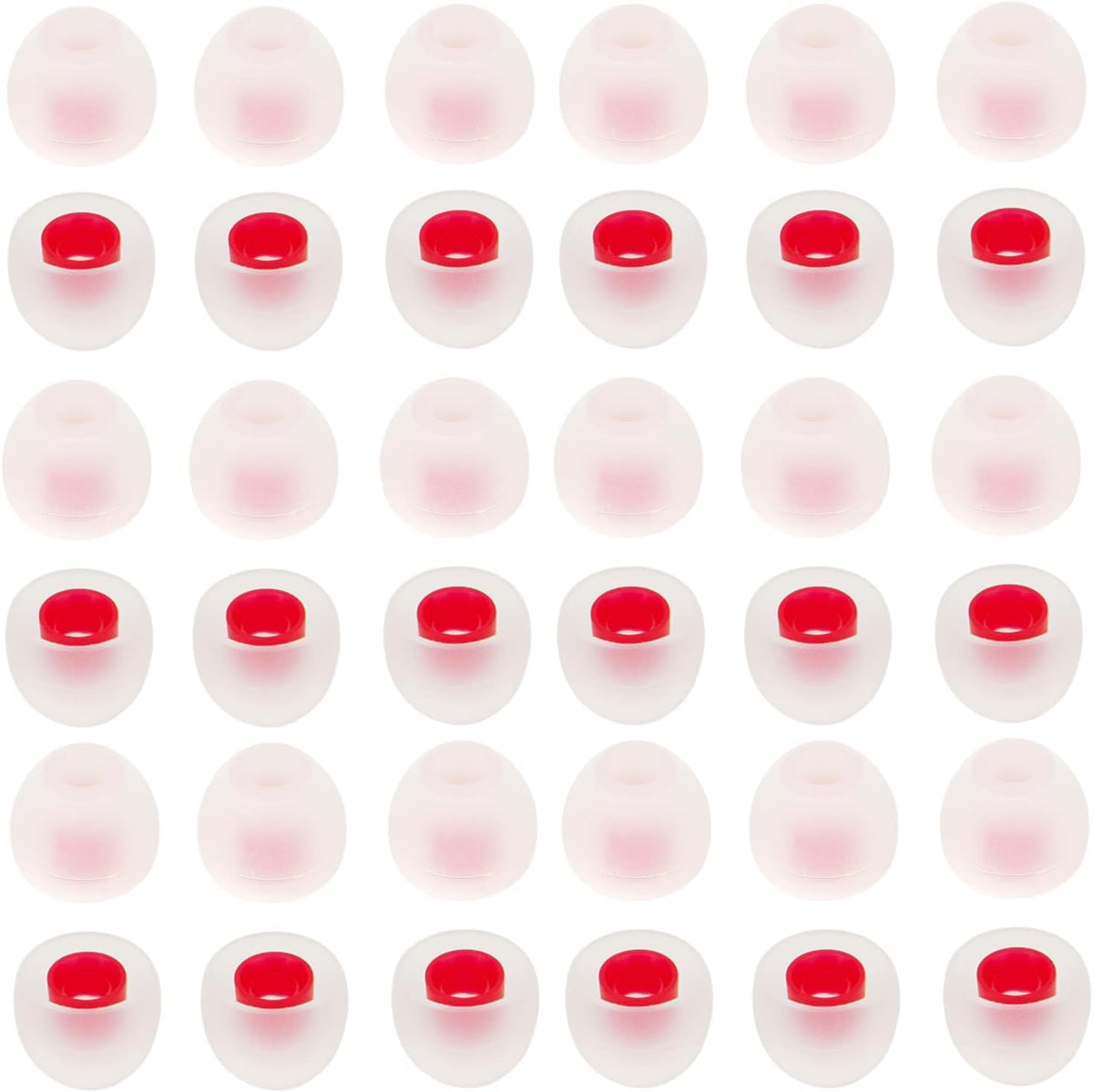 36 Pieces Small Earbud Tips Soft and Comfortable Ear Bud Replacement Pieces Silicone Fit Most in-Ear Headphones，Inner Hole 3.8mm -5.5mm，Small White and Red Replacement Eartips