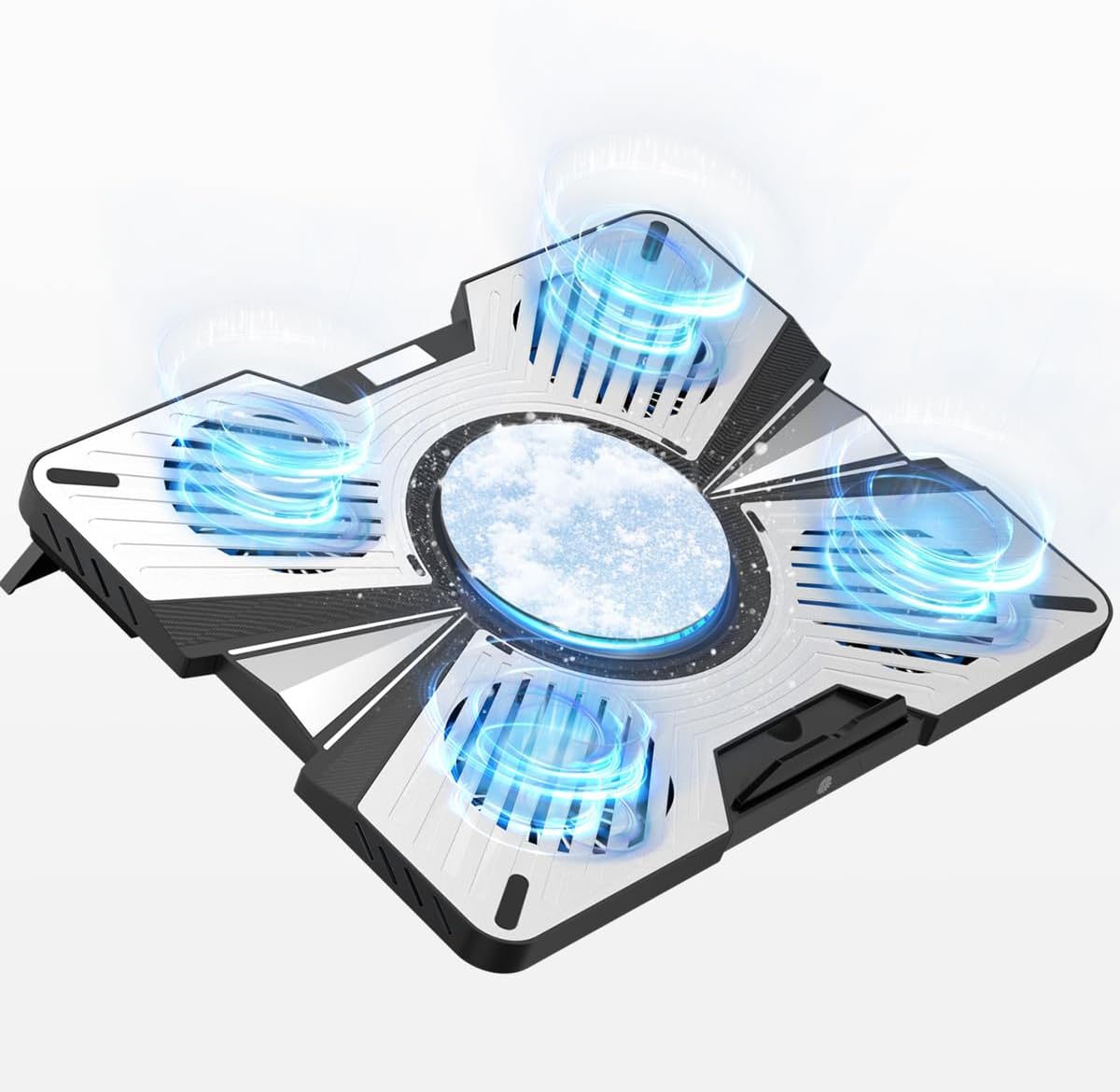 Thermoelectric Laptop Cooling Stand with 5 Fans - Adjustable Height for Laptops up to 19", Compatible with MacBook, Alienware, ROG & Gaming Laptops