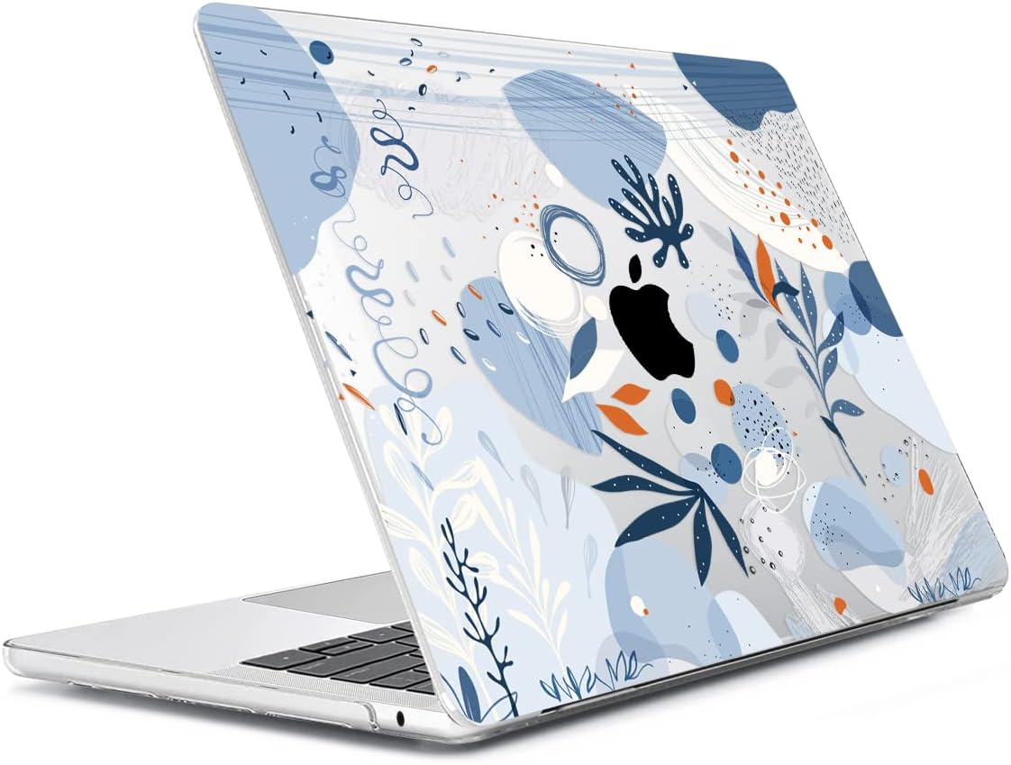 Compatible with 2025 2024-2022 MacBook Air 13.6 inch Case Model A3240 M4 A3113 M3 A2681 M2 with Touch ID, Plastic Hard Shell Case&Keyboard Cover&Screen Protector&Webcam Cover, Blue Graffiti