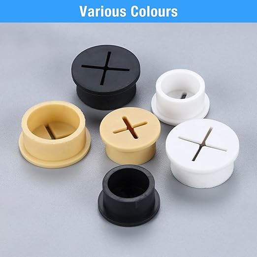 BOPOREAE Desk Grommet, 3/4 in 20 mm White 8 Pcs Silicone Rubber Grommets