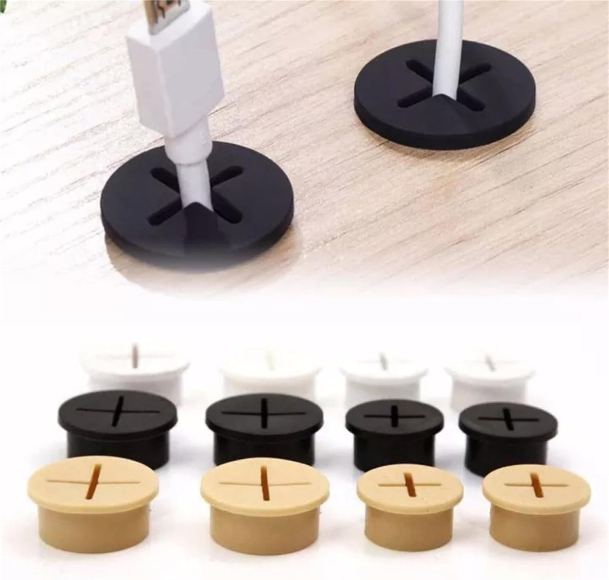 CHYLMAPHEN Grommet Grommets Organizer(White,6PCS_25MM) Round Cable Cord Table TV Console Hole Cover Wire Organizer