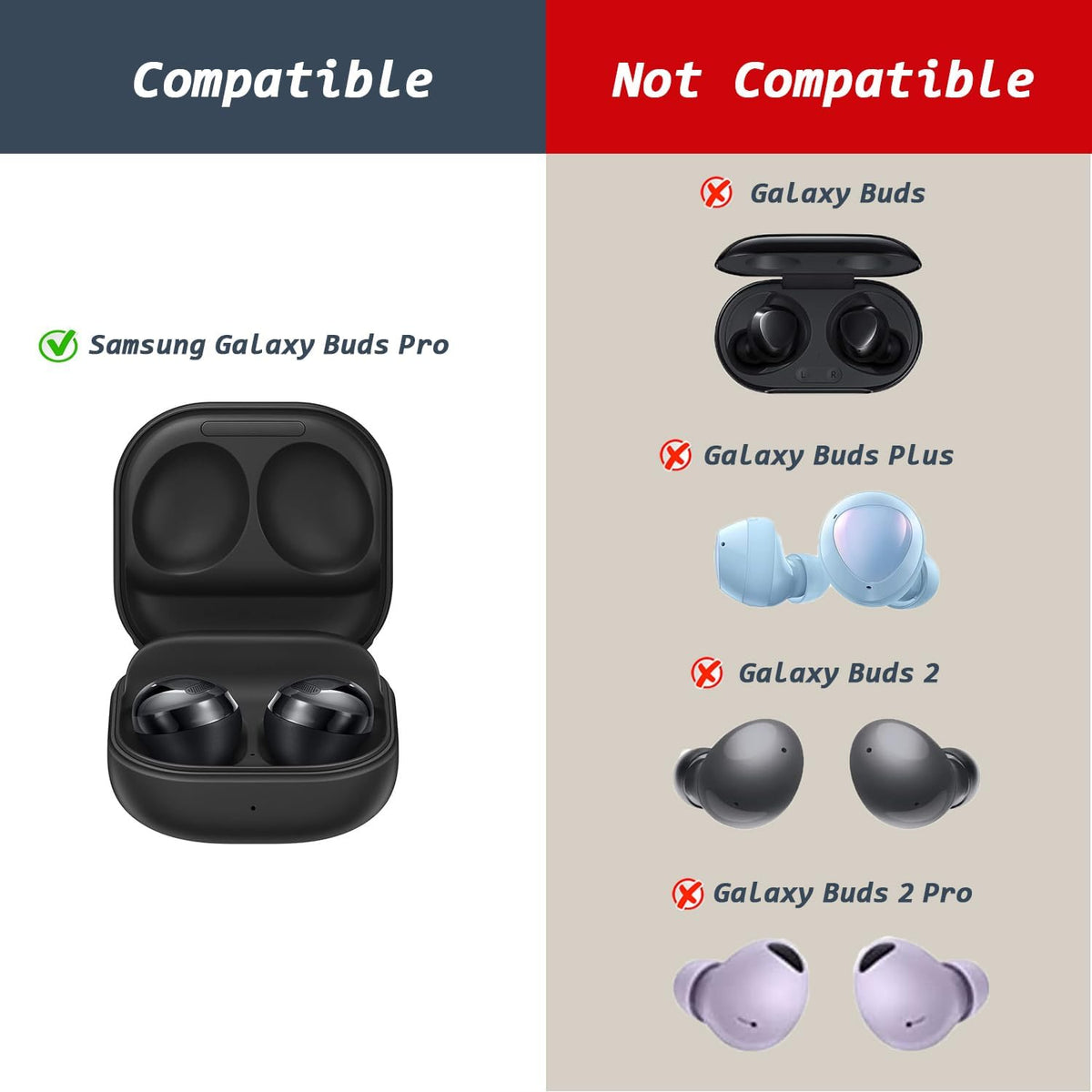 6 Pairs Replacement Eartips for Samsung Galaxy Buds Pro Headphones, Silicone Tips Earbuds Eartips Set, L/M/S Earplug Replacement Accessories (Black, with Pen)