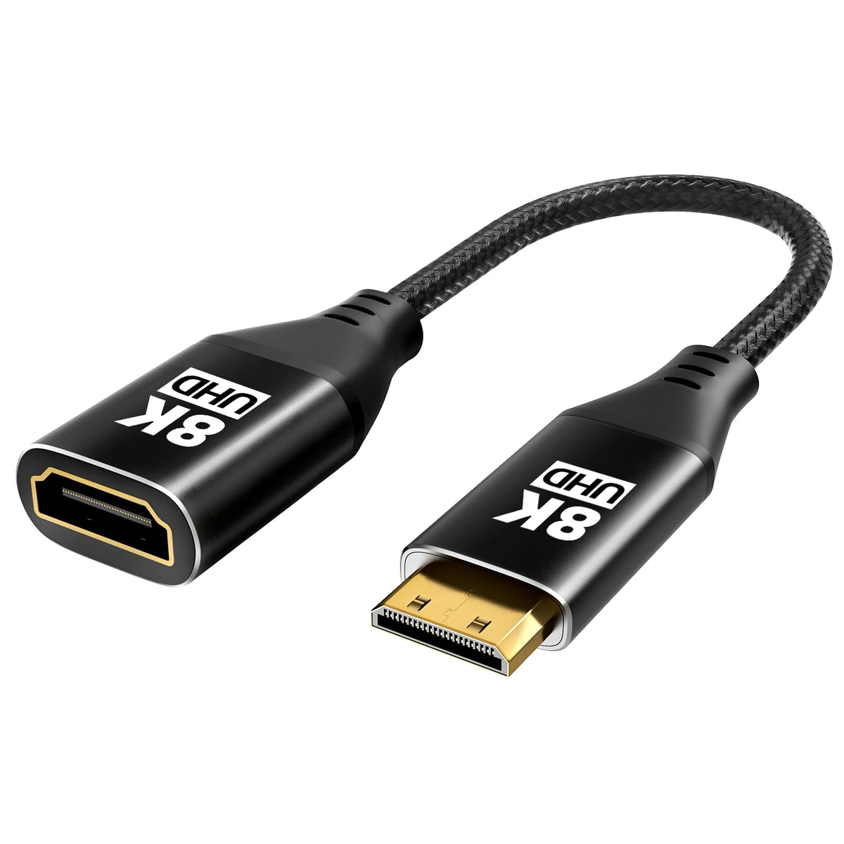 8K 8K@60Hz, 4K@120Hz 3D 48Gbps Mini HDMI to HDMI Adapter, Mini HDMI Male to HDMI Female Cable with HDR High Speed