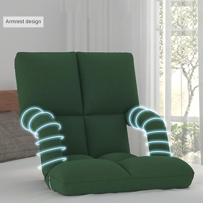 Floor Chair Back Support Folding Sofa Adjustable Positions Padded Lazy Sofa Breathable Floor Gaming Chair for Reading Meditating(Gray-A)