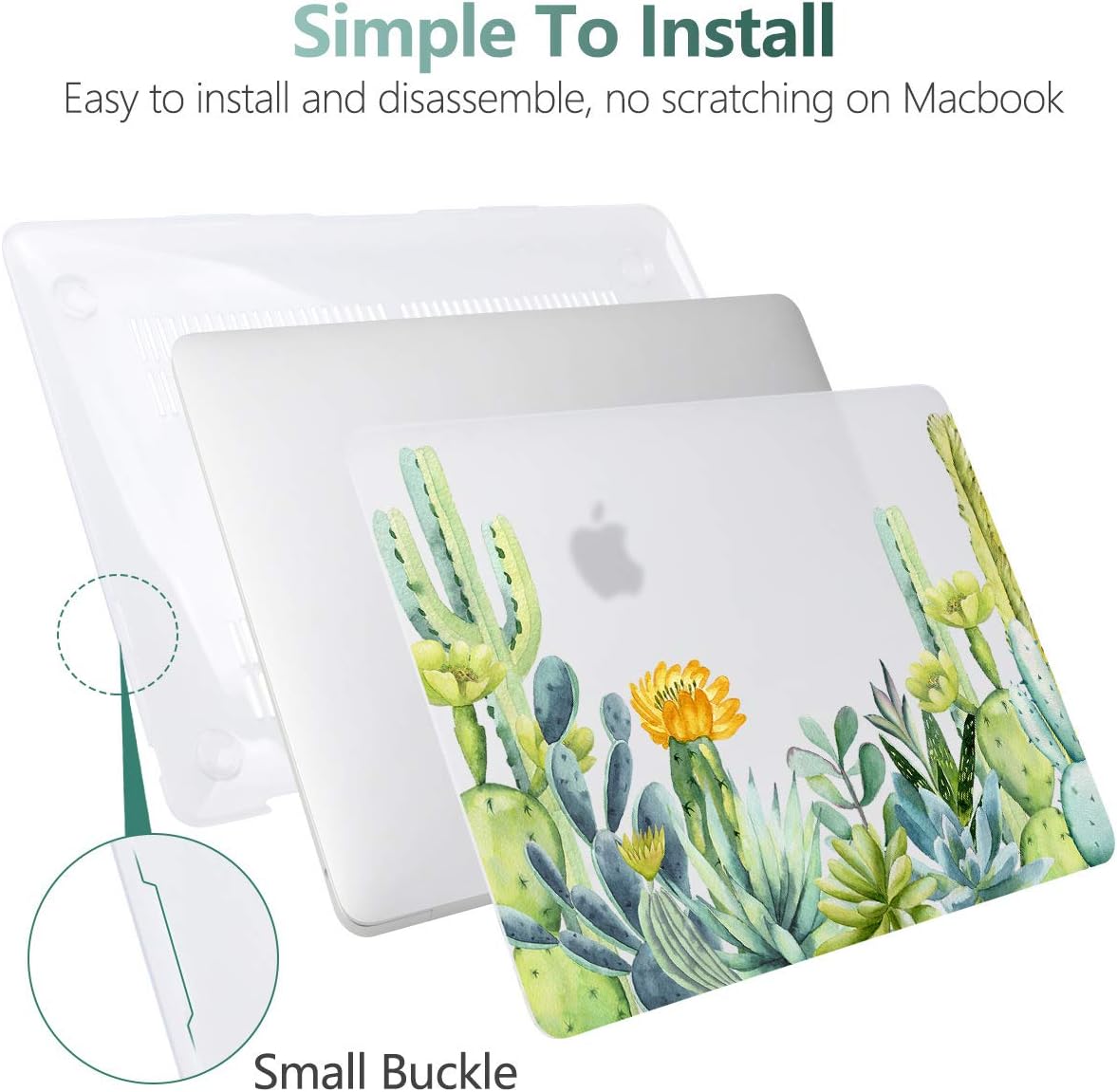 Batianda Case for MacBook Air 13 Inch M1 2020 2019 2018 Release Model A2337 A2179 A1932 with Retina & Touch ID, Plastic Hard Shell Cover with Match Keyboard Cover & Screen Protector,Plants & Cactus