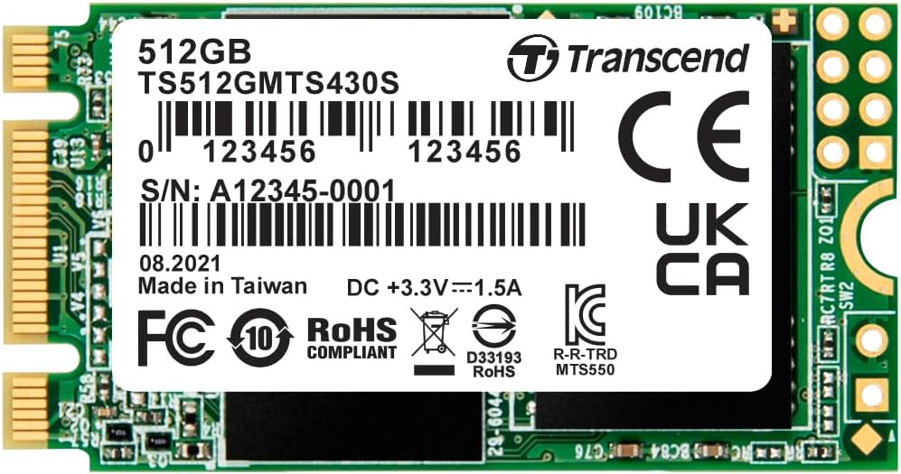 Transcend 512GB M.2 2242 SATA III SSD with Dram Cache, Up to 560MB/s, Compatible w/Ultrabook/Laptop/PC/Desktop, 3D TLC NAND Flash Internal Solid State Drive, LDPC Error Correction, SLC Cache, B+M Key