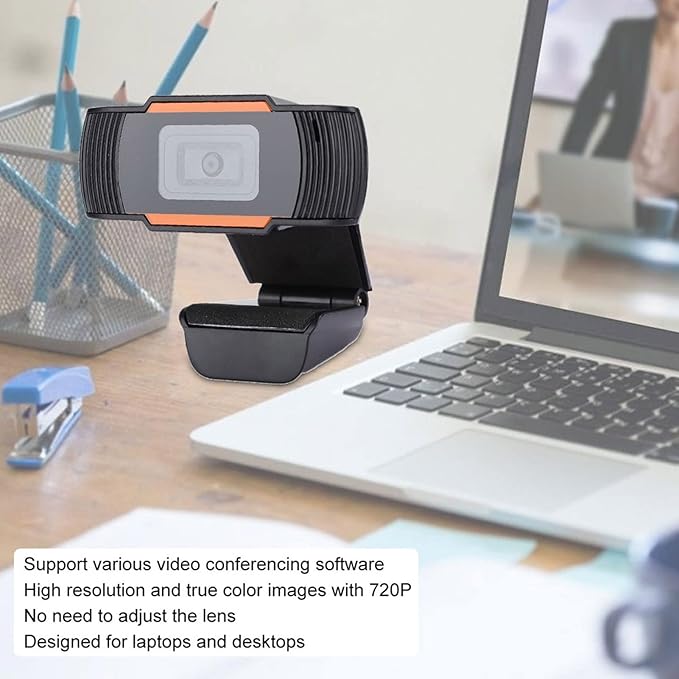High Definition Camera 720P USB 2.0 Webcam PC Digital Camera for Laptop Desktop - True Color Imaging Automatic White Balance Video Conferencing Ready