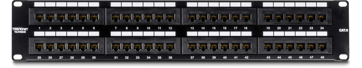 TRENDnet 48-Port Cat6 Unshielded Patch Panel, Wallmount or Rackmount, Compatible with Cat3,4,5,5e,6 Cabling, for Ethernet, Fast Ethernet, Gigabit