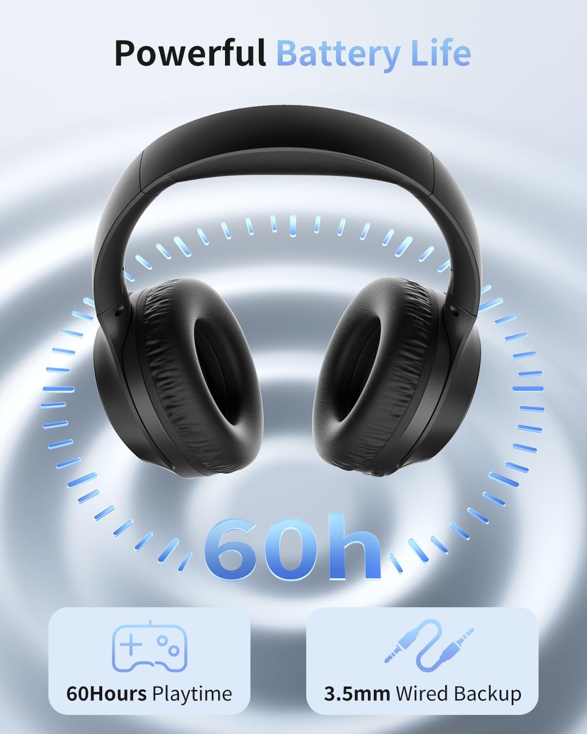 HS7 60H Headset, wegear Bluetooth Headphones Over Ear, Playtime Wireless Headphones with Microphone, ENC Call Noise