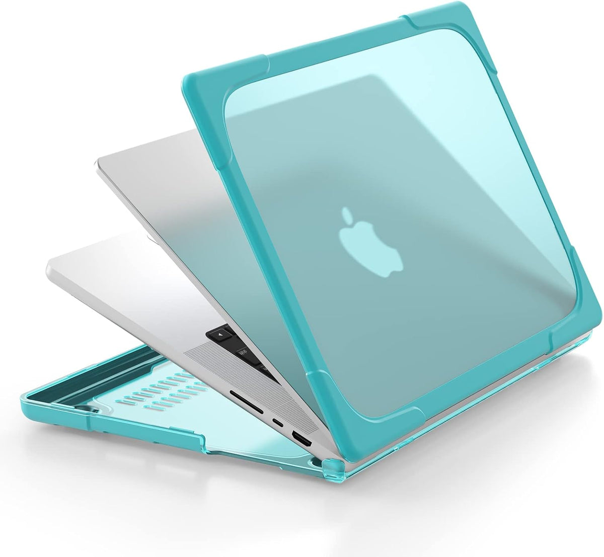 Batianda Compatible with New MacBook Pro 16 inch Case 2024 M4 Chip 2023 2021 Release with M3 M2 Pro Max, Heavy Duty Protective Plastic Hard Shell with Fold Kickstand & Keyboard Cover Protector, Blue