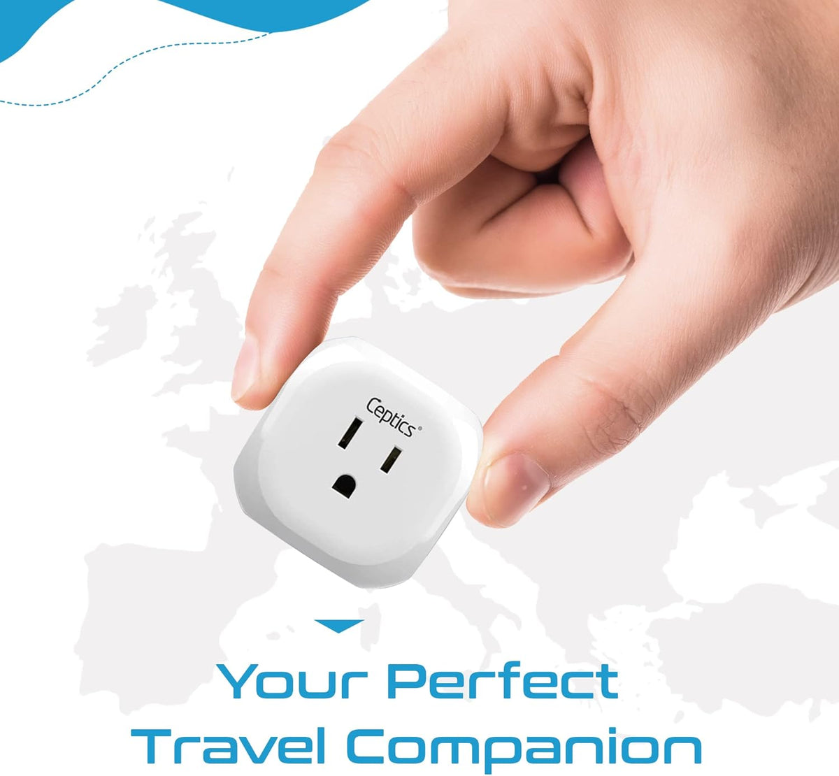 Ceptics US to UK Plug Adapter UK, Ireland Power Adapter Charger 4 Input - Ultra Compact - Light Weight - USA to Any Type G Countries Such as Hong Kong, England and More - 2 Pack (PT-7), White