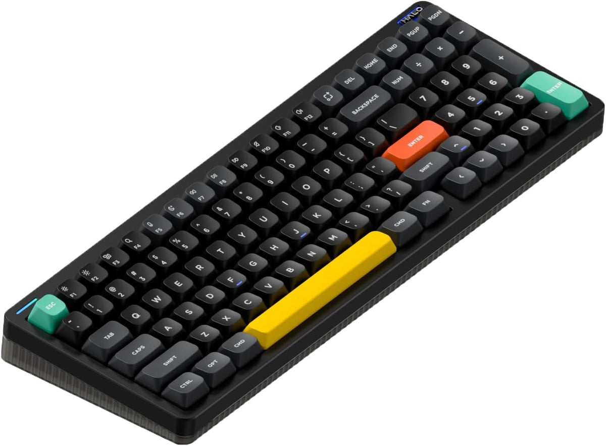 nuphy Halo96 V2 Wireless Mechanical Keyboard, 96% Hot Swappable, 99 Keys RGB Backlit, Bluetooth/USB-C/2.4GHz, Mint Switches (37gf), Black