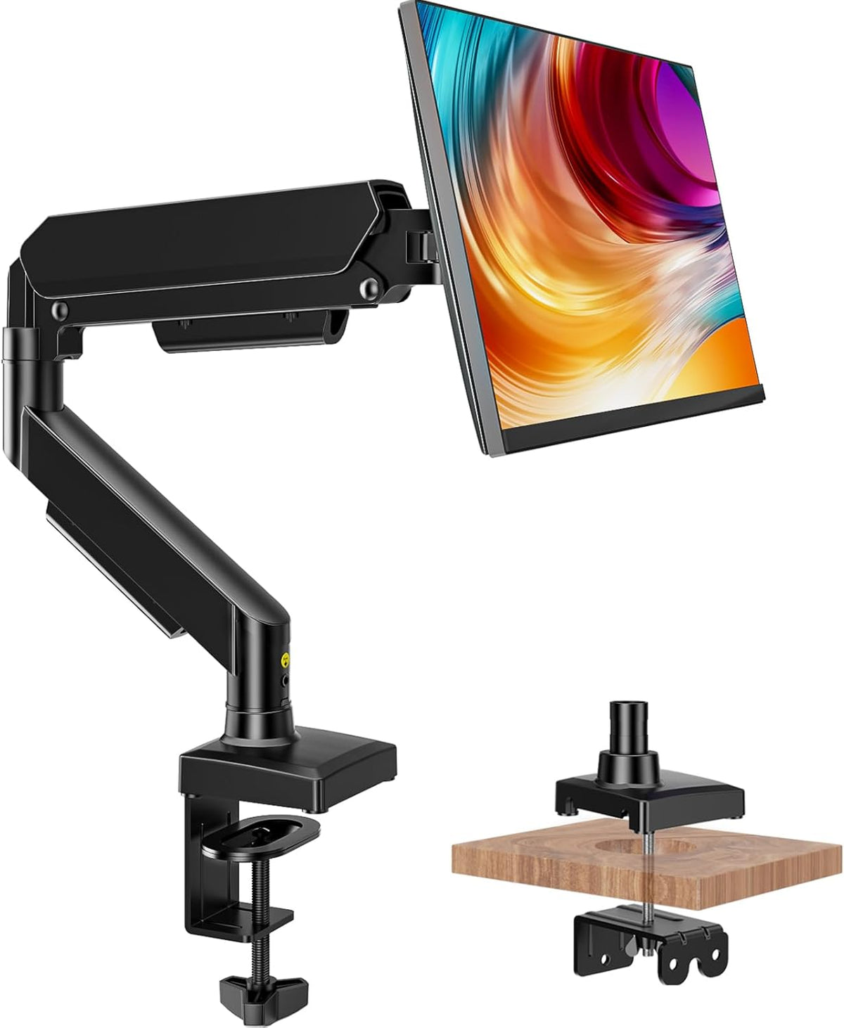 Hemudu 17-32 inch Grommet 4.4 22lbs HD09B-001 Single Monitor Mount, Gas Spring Arm for Screens Adjustable Monitor