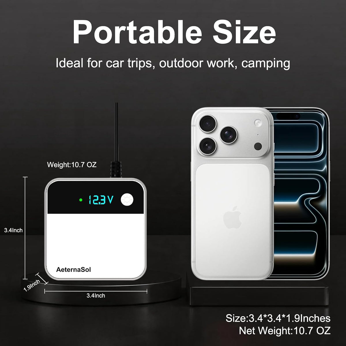 AeternaSol 200W 12V 110V car Inverter Power Outlet DC to AC car Adapter for Plug Outlet, Portable Fast Charging Port