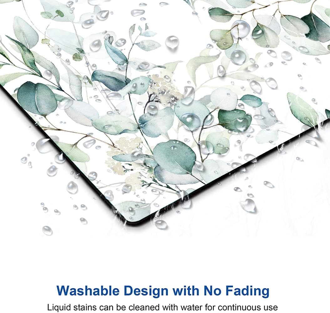 Hokafenle Mouse Pad, Green Leaves Mouse Pad with Design, Premium-Textured Mousepad Square Waterproof Mouse Mat Non-Slip Rubber Base Mouse Pads for Office Laptop, Plant
