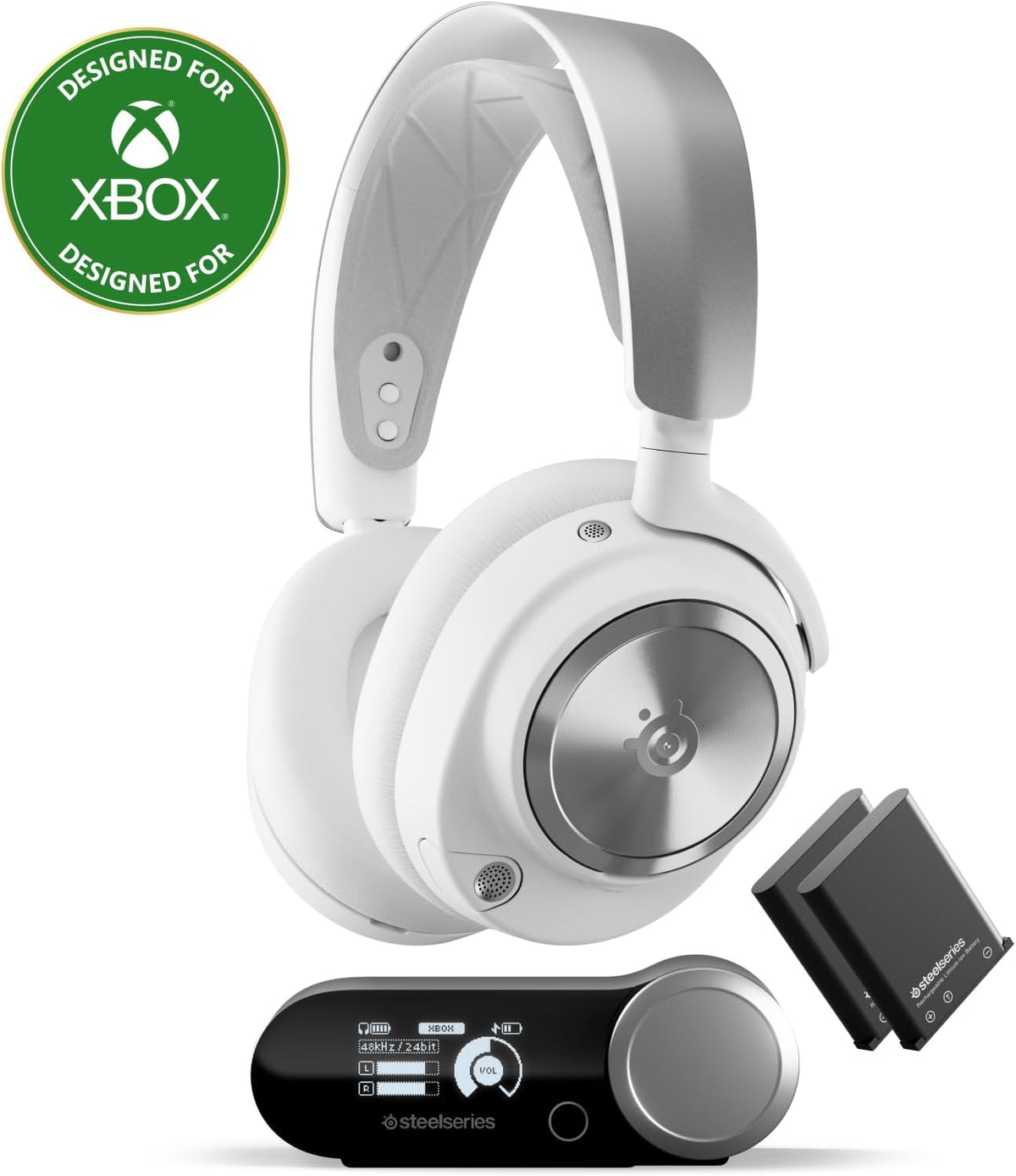 SteelSeries Arctis Nova Pro Wireless Xbox Multi-System Gaming Headset - Neodymium Magnetic Drivers - Active Noise Cancellation - Infinity Power System - Xbox, PC, PS5, PS4, Switch, Mobile - White