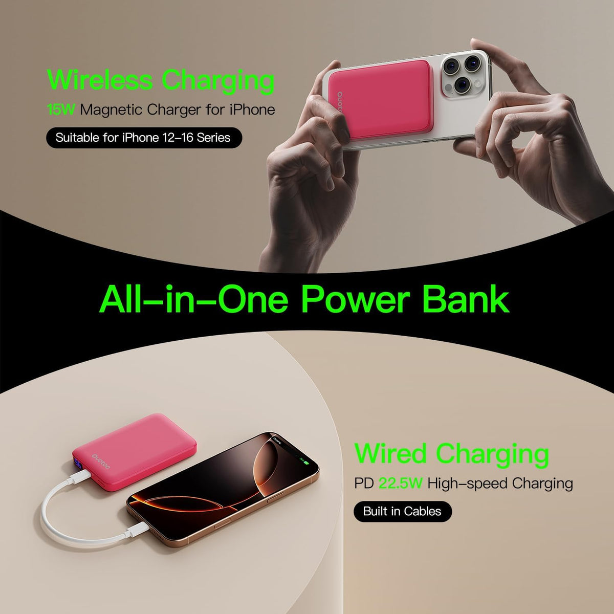2025 Magnetic 15W Power Bank for iPhone,5000mAh Magsafe Battery Pack with 20w Fast Charging,Slim Magsafe Power Bank in&Out,with LED Display,Wireless Portable Charger for iPhone 16/15/14/13/12 Series