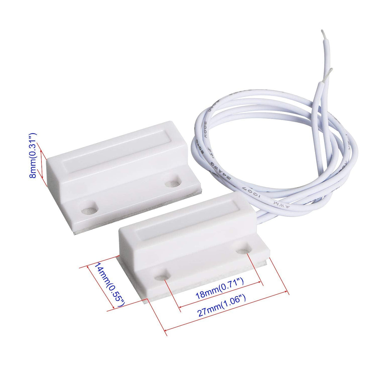 Aoje-Link RC-38A NO Wired Magnetic Door Switch Window Sensor Alarm for Home Security Access Control and Burglar Alarm Systems White 1pcs
