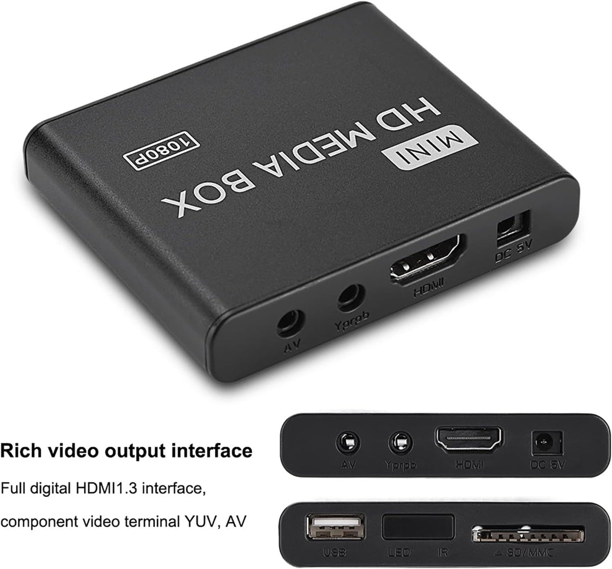 Fupi 1080P 7.1 1080P MMC MP3 Full-HD Digital Media Player, HDMI/AV/VGA Output, Surround Sound, HDMI Media Player