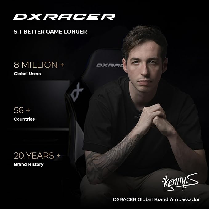 DXRacer Craft XL Video Gaming Chair for Adults Ergonomic Office Reclining Computer Chair with Magnetic Head Pillow and Lumbar Support Racing Style Height Adjustable (EPU Leatherette Guild Wars 2)