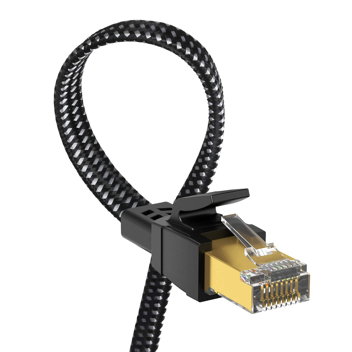 8 20 Cat8 40Gbps 2000Mhz RJ45 Cat Ethernet Cable ft, Nylon Braided High Speed Heavy Duty Network LAN Patch Cord, SFTP