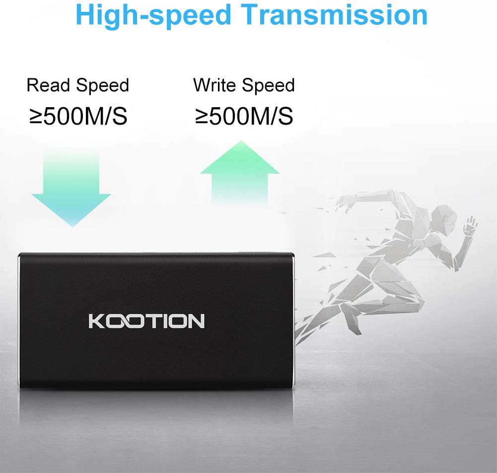 KOOTION External SSD 250GB Portable SSD High-Speed Solid State Drive, Read up to 500MB/s & Write up to 450MB/s