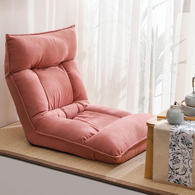 Floor Chairs for Adults Floor Gaming Chair with Back Support 5 Adjustable Position Sponge Padding Floor Seating Lounge for Reading Watching TV Meditation(/Pink)