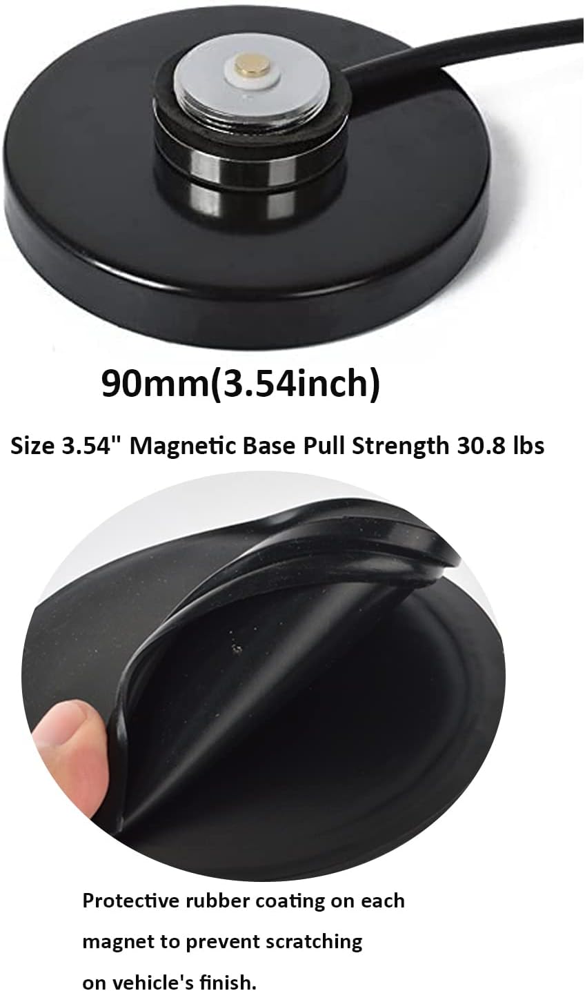 HYS 5M RG58 27MHz Communication, Universal NMO Magnetic Mount Antenna with Cable, BNC Male Connector for CB Radio HF