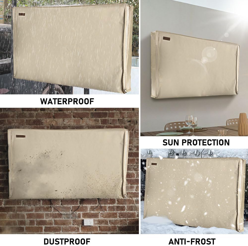 60-65 Inches, 600D Outdoor TV Cover HOMEYA Heavy Duty Waterproof & Weatherproof TV Screen Protector with Double Zipper