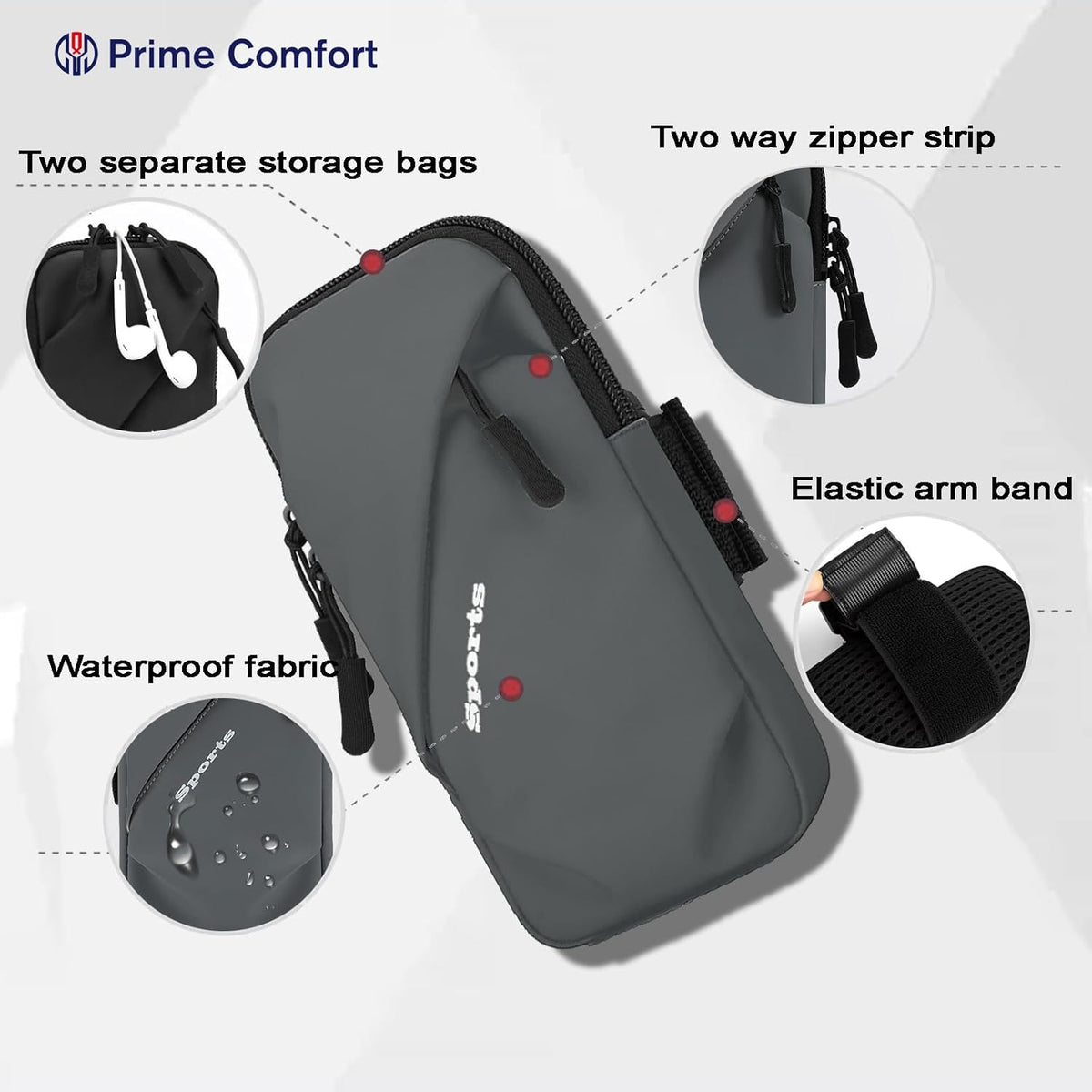 Cell Phone Armbands Running Phone Holder Armband, Shoulder Holster Phone Purse Crossbody Bag Pouch (Gray)