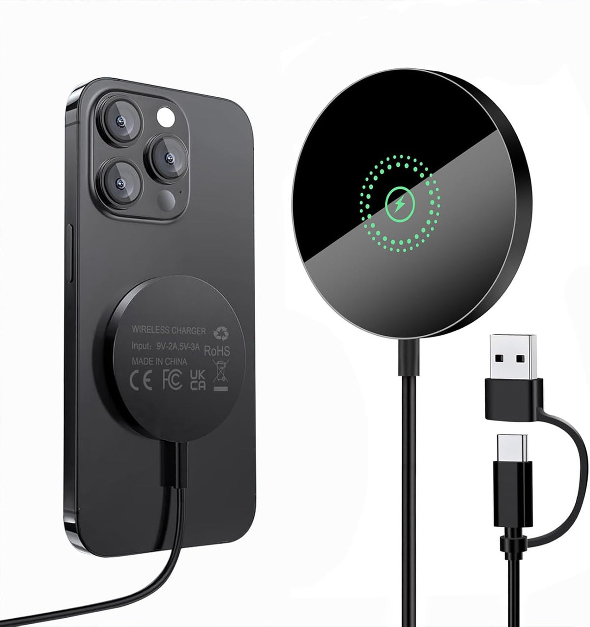 Magnetic Wireless Charger for iPhone 16/16 Pro/16 Plus/16 Pro Max,FDGAO 2 in 1 15W Fast Magnetic Charging Compatible with iPhone 15/14/13/12 Series and AirPods 4/3/Pro