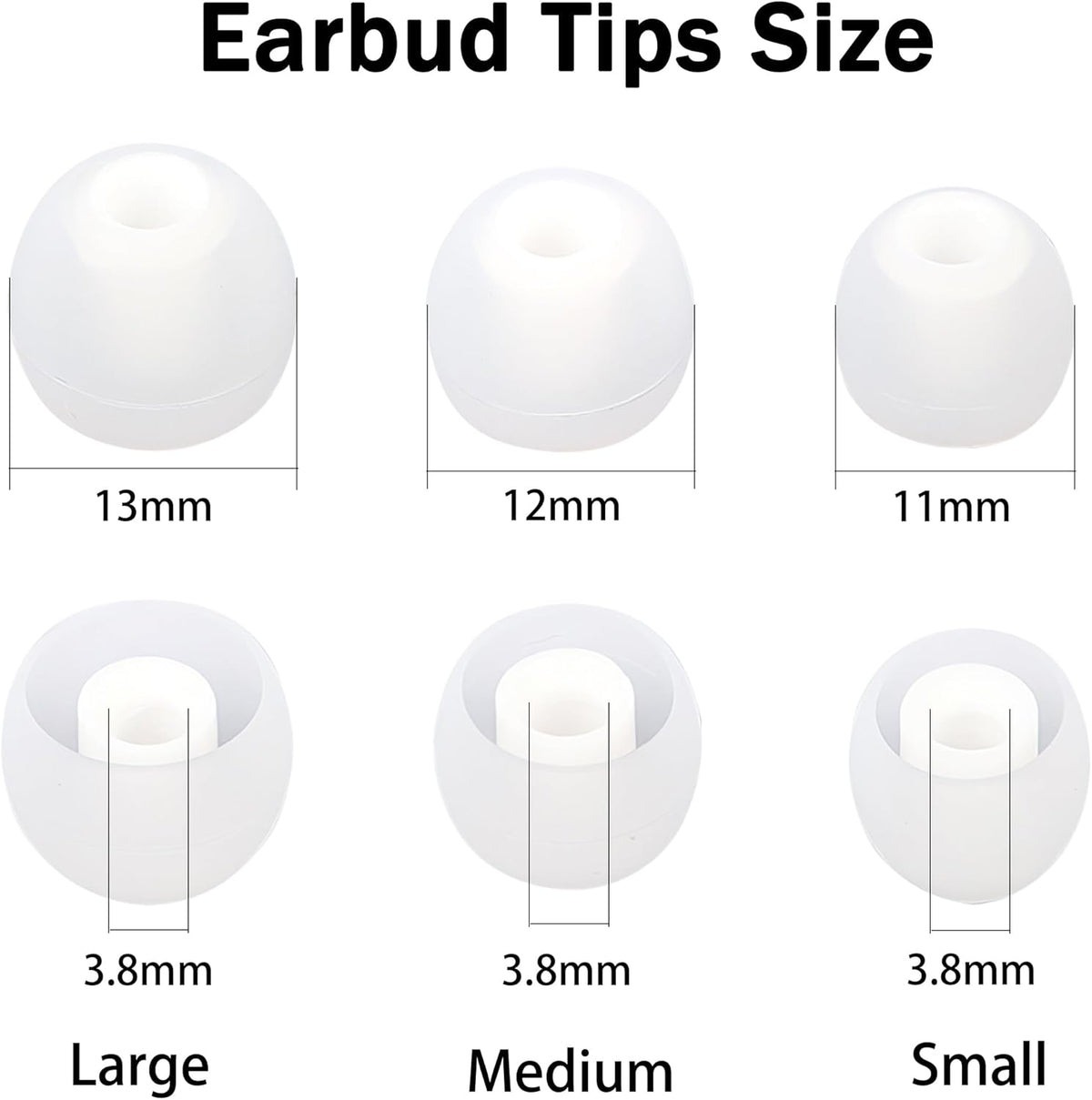 Silicone Replacement Earbud Tips Earbud Covers Fit Most in-Ear Earbuds(Inner Hole 3.8mm -5.1mm) Headphone Ear Tips Earbuds Rubber Tips 9 Pairs S M L