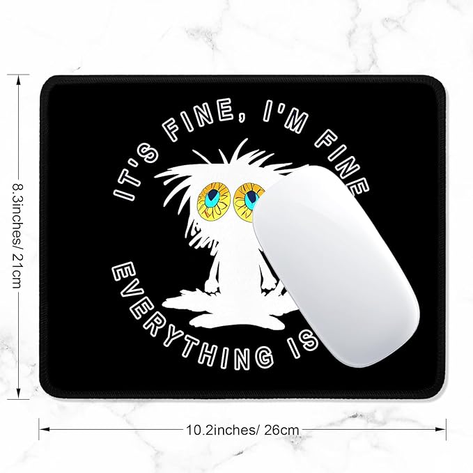 ITNRSIIET Mouse Pad with Stitched Edge Premium Textured Smooth Precise Operation Waterproof Washable Non-Slip Rubber Base Desktop Protection Mat, 10.2×8.3×0.12 inches, Funny Cat