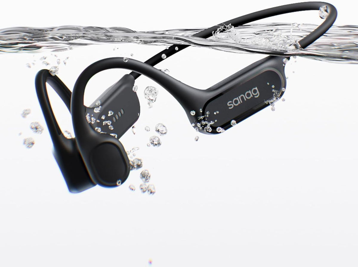 B33S 6.0, IPX8 SwimmingHeadphones 32GB MP3 40H Sanag Bone Conduction Headphones Bluetooth Waterproof with Player