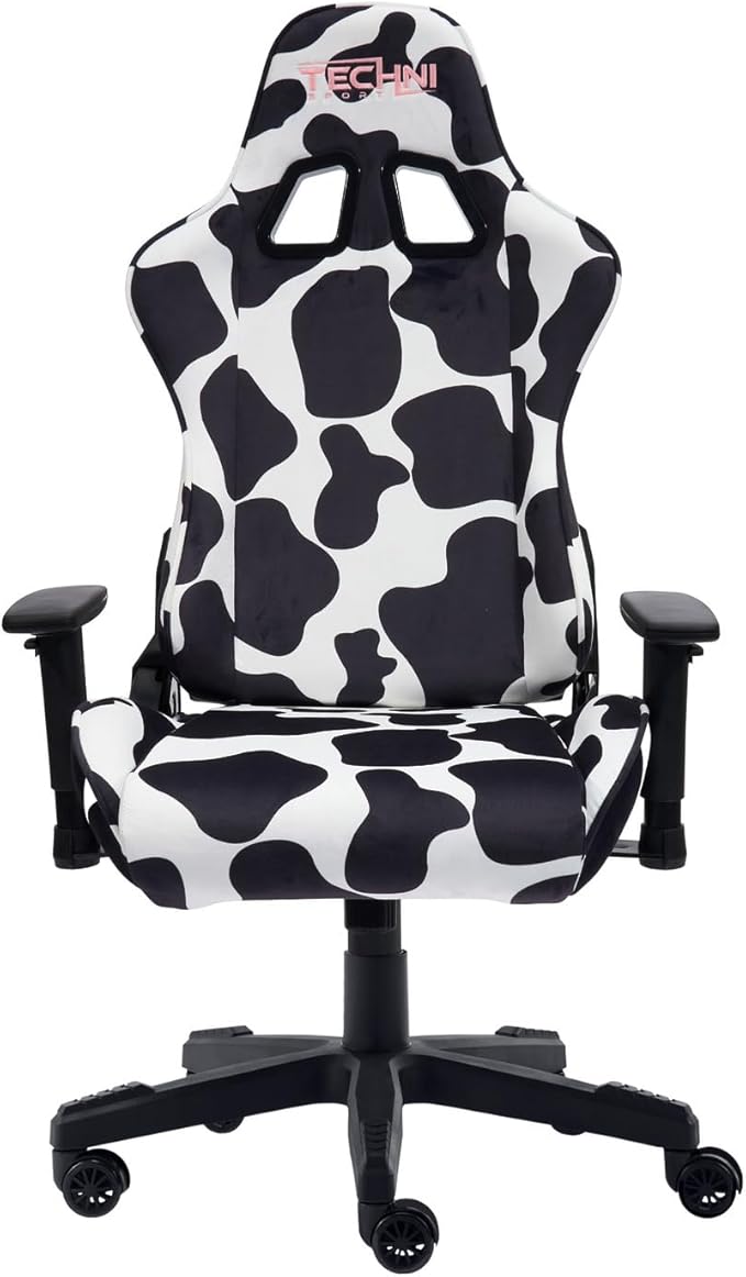 Maykoosh Cow Print Gaming Chair - Reclining Ergonomic Swivel PC Game Chair