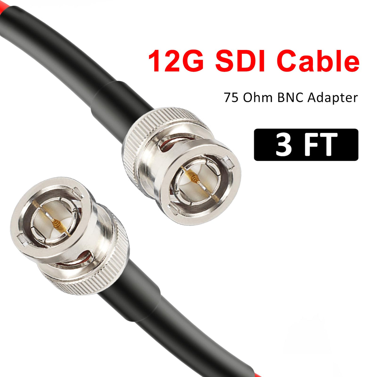 XRDS -RF 12G SDI Cable 3FT, 6G-SDI/4K Video Cable 75ohm RG6 BNC for Camera, Supports up to 4K Resolution