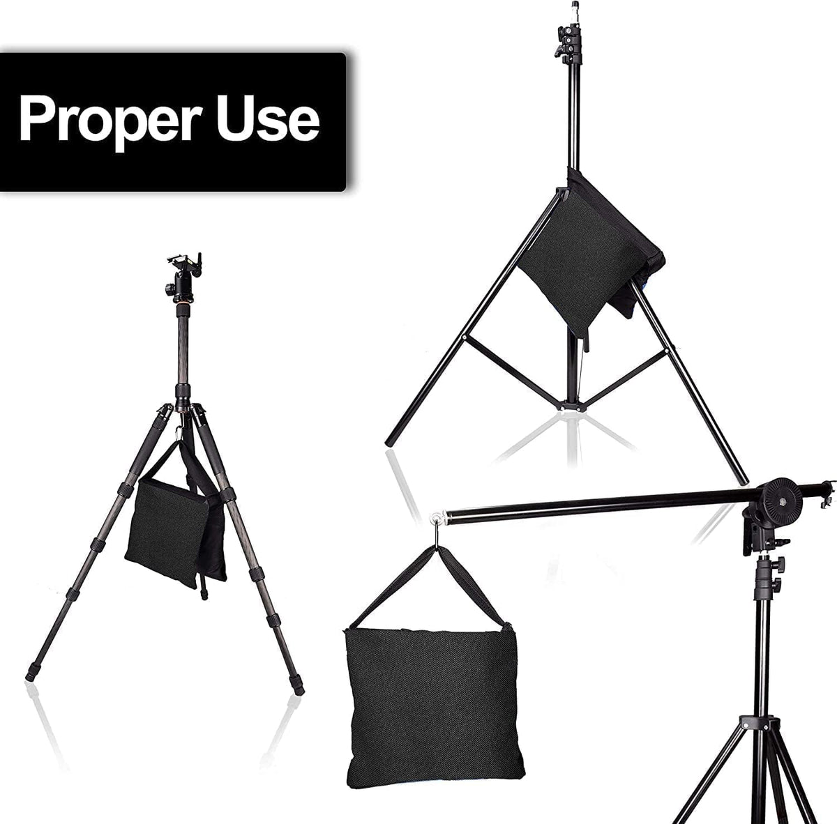 '-4 Packs Set(Black) EMART Heavy Duty Sandbag Photo Studio Weight Bag Saddlebag Design for Photography Light Stand